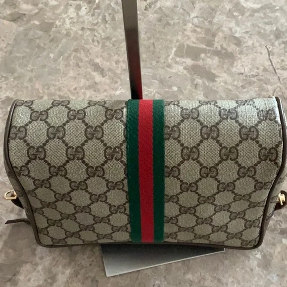 Gucci Cream and Brown Messenger Bag with GG Monogram - Picture 5 of 16